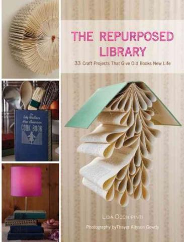image shows different crafts you can repurpose from old books
