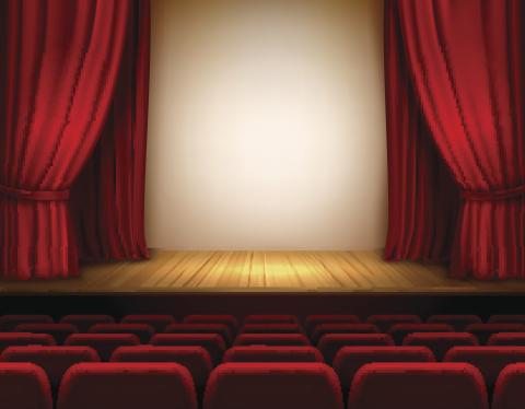 Cartoon theater stage with curtains