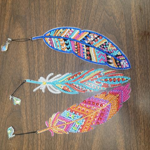 diamond painting feather bookmarks